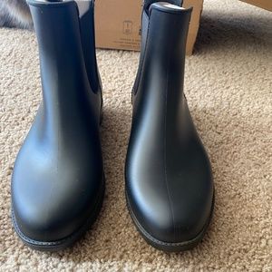 Black rain boots